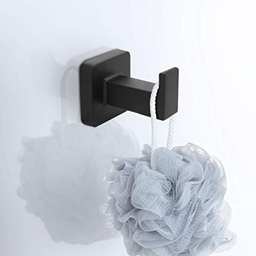 Bathroom Hardware Set 4 Pieces, Matte Black Stainless Steel Towel Bar Set, Includes 20In Towel Bar, Towel Ring, Robe Towel Hooks,Toilet Paper Holder, Bathroom Towel Rack Set - color: Black, size: 20Inch