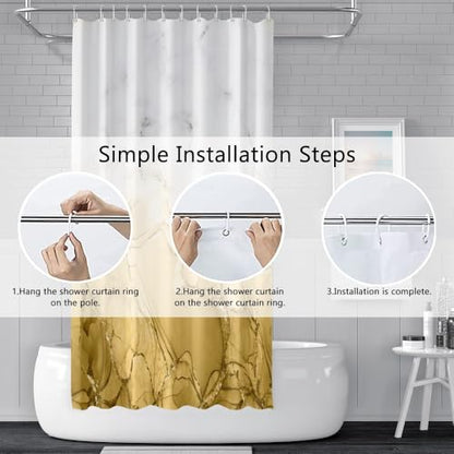 Yellow Marble Stall Waterproof Shower Curtain 36x72 inches | RV Small Shower Curtain Set for Bathroom, Abstract Modern, Machine Washable, Easy to Install with Hooks, Ombre White Yellow - color: Yellow, size: 36"W x 72"L (Pack of 1)