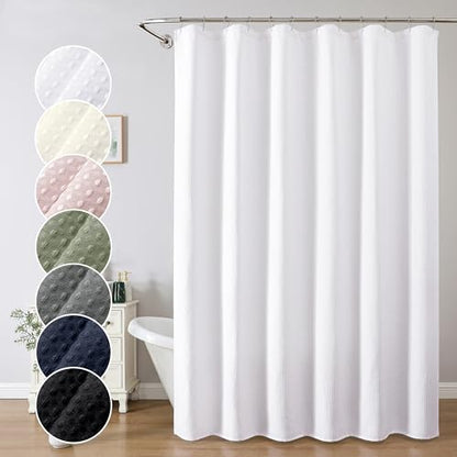 White Shower Curtain 84 Inches Extra Long, Waffle Weave Heavy Fabric Shower Curtain for Bathroom, Waterproof Soft Hotel Spa Luxury Elegant Bath Curtains, Machine Washable, White, 72x84 Inch - color: White, size: 72"W x 84"L (Pack of 1)