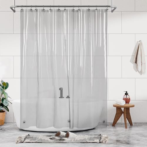 Barossa Design Clear Black Shower Curtain Liner Standard Size | Premium PEVA, PVC Free, Metal Grommets, Waterproof Lightweight Translucent Black Shower Curtain with 3 Magnets for Bathroom - color: Black Clear, size: 72"W x 72"L (Pack of 1)