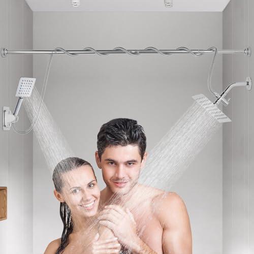 Voolan Dual Shower Head for Couples, High Pressure Rain Showerhead and Handheld Spray Combo, Adjustable Double Shower Heads for 2 People Bathroom (Chrome) - color: Chrome