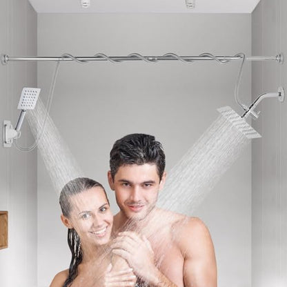 Voolan Dual Shower Head for Couples, High Pressure Rain Showerhead and Handheld Spray Combo, Adjustable Double Shower Heads for 2 People Bathroom (Chrome) - color: Chrome