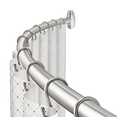 TOPROD Curved Shower Curtain Rod 48-72 Inches Adjustable Round Shower Rods | Brushed Nickel,Rounded Bowed,Stainless Steel,More Shower Space,Need to Drill,for Bathroom, Bathtub - color: Brushed Nickel