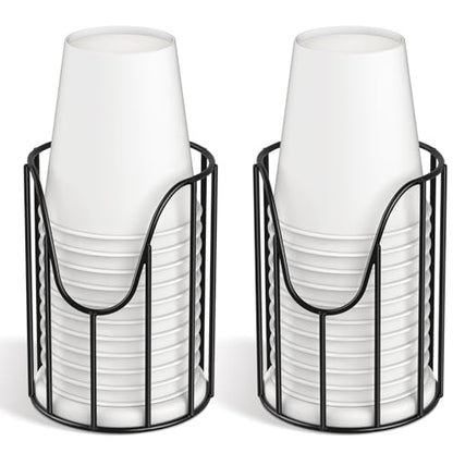 Luxspire Bathroom Cup Dispenser, 3-5oz Dixie Cup Dispenser, Metal Dixie Cup Holder, Disposable Paper Cup Holder for Bathroom, Cotton Pad Holder, Guest Bathroom Essentials, Black, 2 Pack | Holds 3-5oz Dixie cups, Spring-loaded design for guest bathrooms, A