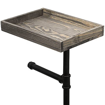 MyGift Freestanding Toilet Paper Holder Stand with Rustic Wood Shelf | Bathroom Tissue Dispenser Rack, Floor Standing Metal Wire Basket, Farmhouse Lavatory Spare Roll Storage Caddy Container