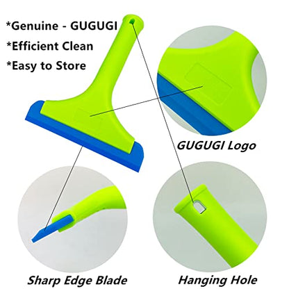 Super Flexible Silicone Squeegee, Auto Water Blade, Water Wiper, Shower Squeegee, 5.9'' Blade and 7.5'' Long Handle, for Car Windshield, Window, Mirror, Glass Door, Green+Lake Blue - color: Green+lake Blue
