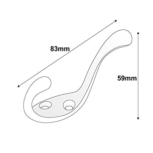 5 Pack Rok Hardware Heavy Duty Dual Home Closet Wall Towel Coat Hook, 3-1/2", Black ROKCH101BLK