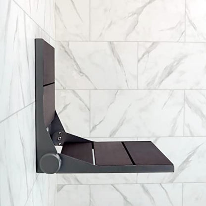 SerenaSeat 26" Shower Seat, Wall-Mounted- Oil Rubbed Bronze | Premium bamboo seat, durable aluminum frame, folds flat when not in use - size: 26" Inch Width