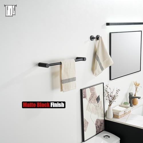 JQK Towel Bar Black, 18.5 Inch 304 Stainless Steel Thicken 0.8mm 2 Pieces Towel Rack Bathroom Wall Mount, Useable Length 16 Inch, TB610L16-PB - color: Black, size: 16.5 Inch