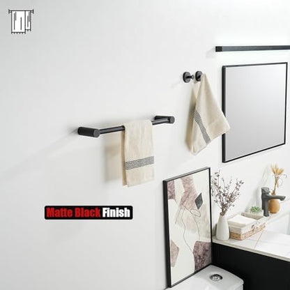 JQK Towel Bar Black, 18.5 Inch 304 Stainless Steel Thicken 0.8mm 2 Pieces Towel Rack Bathroom Wall Mount, Useable Length 16 Inch, TB610L16-PB - color: Black, size: 16.5 Inch