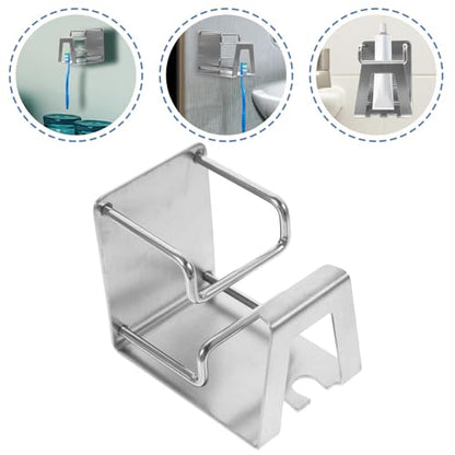 Stainless Steel Wall Toothbrush Rack with Rinsing Cup Holder Wall-Mounted Organizer for Toothbrushes Toothpaste and Bathroom Items Easy No-Drill Installation Water-Drain Design