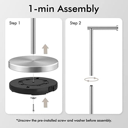 KES 26" Tall Toilet Paper Holder Stand with Weighted Base, Brushed Finish | Free Standing Design, Rustproof SUS304 Stainless Steel, Weighted Base, Anti-Slip Pad, Easy Assembly, Fits All Roll Sizes - color: Brushed Grey, size: 26" H