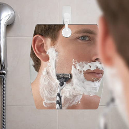 Shave Well 5X Magnifying Anti-Fog Hanging Shower Mirror for Shaving | Curved Design for 5X Magnification | Light and Virtually Unbreakable | Includes Long-Lasting Removable Adhesive Hook