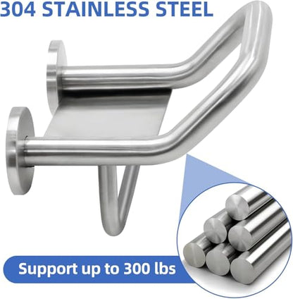 Grab Bar Toilet Paper Holder Combo, 3-in-1 Bathroom Grab Bar with Paper Holder and Phone Shelf, 304 Stainless Steel Safety Bars, Toilet Paper Assist Bars, Toilet Grab Bar for Seniors, Wall Mount - size: 8.9 inch wide upgrade