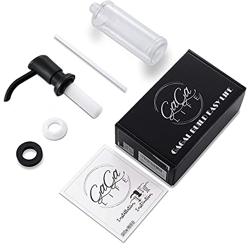 GAGALIFE Built in Sink Soap Dispenser or Lotion Dispenser for Kitchen Sink, Matte Black ABS Pump Head, with 17 Ounce PET Large Soap Bottle - color: Matte Black