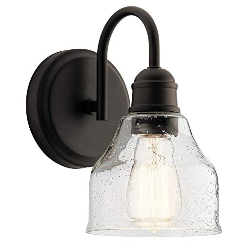KICHLER Avery 9.25" 1 Light Vanity Light with Clear Seeded Glass Olde Bronze® - color: Old Bronze, size: 1-Light