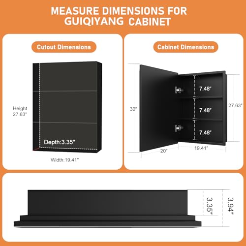 20X26 Inches Medicine Cabinet, Wall Mounted Bathroom Cabinet wirh Beveled Mirror, Recessed or Surface Medicine Cabinet with Storage - size: 20X26 IN