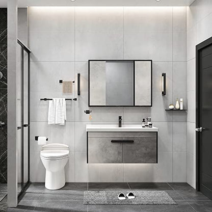 Lava Odoro 4-Piece Bathroom Hardware Accessories Set Matte Black, Towel Bar Set Stainless Steel Wall Mount Towel Holder Set Bathroom Accessories Kit