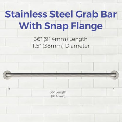 Stardrix 36-Inch ADA Compliant Grab Bar, 1.5" Diameter, Concealed Mounting Flanges, Handicap Friendly, Commercial & Residential Bathrooms, Brushed Stainless Steel - color: Brushed, size: 36"