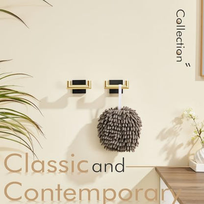 KOKOSIRI Robe Hooks Bath Towel Hooks Bathroom Hardware Double Coat Hooks Wall Mounted, Stainless Steel 2 Pack Black with Gold B1015GDK-P2 - color: Black Gold, size: 2 Pack