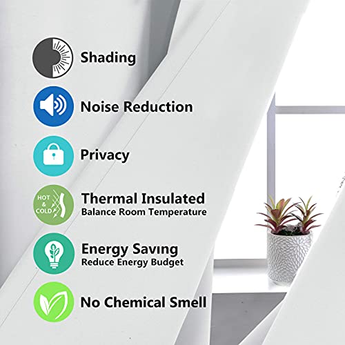 DriftAway Thermal Insulated 100 Percent Darkening Blackout Curtain Liner 2 Panels Each Liner Size 50 Inch by 68 Inch Rings Included Off White Panel - size: 50"W x 68"L (Pack of 2)