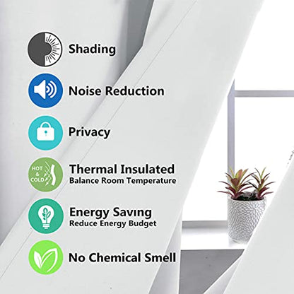 DriftAway Thermal Insulated 100 Percent Darkening Blackout Curtain Liner 2 Panels Each Liner Size 50 Inch by 68 Inch Rings Included Off White Panel - size: 50"W x 68"L (Pack of 2)