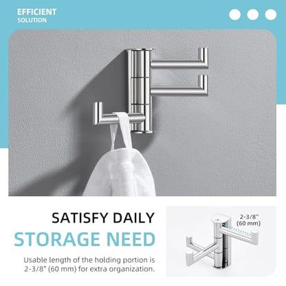 Angle Simple Swivel Towel Hook 3 Arms, Robe Coat Wall Hook, Polished Chrome | Rustproof SUS304 Stainless Steel Hand Towel Holder, Foldable Space Saver for Bathroom Kitchen Closet Entryway, Screws Mounted - color: Polished Chrome, size: 1 Pack