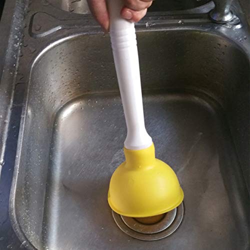 Drain Plunger, Mini Sink Unclogger, Small 4-Inch Clog Remover | Rubber Cup Hand Plumber Helper, Force Tiny Compact Tool with 9" Short Handle for Kitchen Bathroom, Toilet, Shower, Bath Tub - color: Yellow