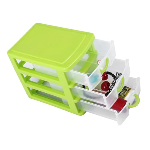 3-Layer Plastic Drawer Organizer for Jewelry, Makeup & Small Items, Space-Saving Storage Box with Dividers, Compact for Bedroom, Bathroom or Office(Green)