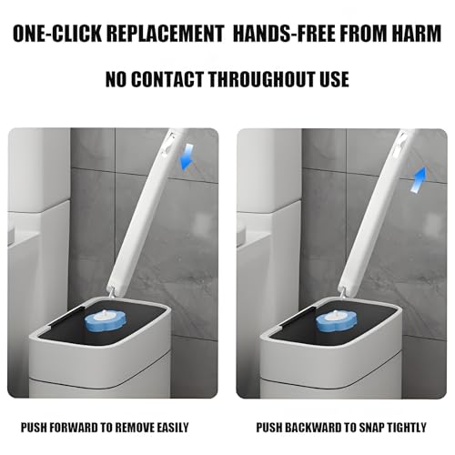 Disposable Brush with Holder & Refill Heads - Hygienic Sanitary Toilet Cleaner for Easy Cleaning, Streak-Free Fresh Bathroom, No Mess Disposable Toilet Bowl Cleaner Wand (1, Grey) - color: Grey +18 Refill