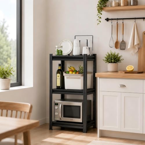 3-Tier Kitchen Storage Rack,Metal Adjustable Shelf, 14" W Narrow Shelving Unit,Steel Shelving Rack, Storage Racks for Kitchen Pantry Laundry 32" H*12" D, Black - size: 14"W*12"D*32"H-3 TIER