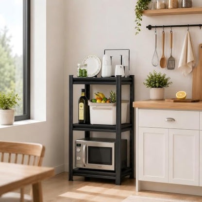 3-Tier Kitchen Storage Rack,Metal Adjustable Shelf, 14" W Narrow Shelving Unit,Steel Shelving Rack, Storage Racks for Kitchen Pantry Laundry 32" H*12" D, Black - size: 14"W*12"D*32"H-3 TIER