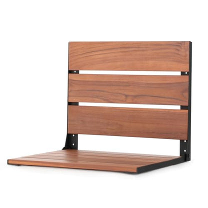 EROMMY Folding Shower Seat, 17.8" Wall Mounted Teak Shower Bench, Foldable Shower Chair for Inside Shower, Home Care Bathroom Safety Shower Chair for Elderly and Disabled, 400 lbs Capacity - size: 17.8" Folding Shower Bench