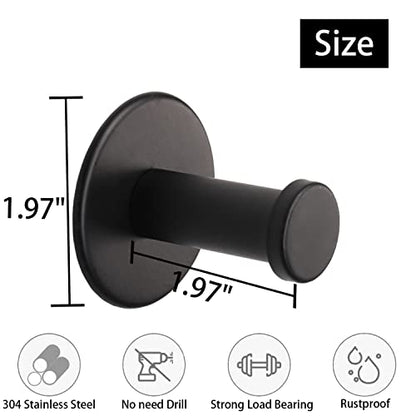 Bath Towel Hooks, 6 Pack Self Adhesive Coat Hooks, Sturdy No Drilling Robe Hook, SUS 304 Stainless Steel Heavy Duty Clothes Hanger, Wall Hooks for Bathroom Bedroom Kitchen (2 in, Black) - color: Black-6