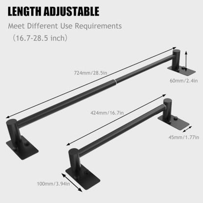 Towel Bar, Adhesive or Drill Wall Mount, Matte Black, 2 Pack | Adjustable 16.7 to 28.5 Inch, 304 Stainless Steel Hand Towel Holder, Square Base Towel Racks for Bathroom, Kitchen Use - color: Extended Length–black