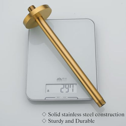 RANDOM Champagne Bronze Shower Arm with Flange 12 Inches Ceiling Mount Shower Head Extension Straight Arm Ceiling-Mounted For Fixed Shower Head.RD91038-12CB - color: 12″ Champagne Bronze(Round Flange)