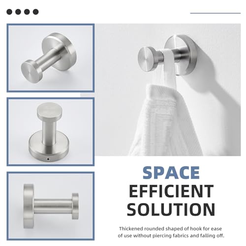Angle Simple Bath Towel Hook Brushed Nickel, SUS304 Stainless Steel Bathroom Cabinet Closet Clothes Towel Holder, Bathrobe Hanger Wall Mounted - color: Brushed Nickel, size: 1 Pack