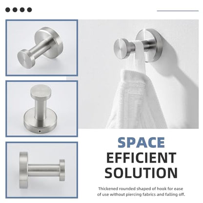 Angle Simple Bath Towel Hook Brushed Nickel, SUS304 Stainless Steel Bathroom Cabinet Closet Clothes Towel Holder, Bathrobe Hanger Wall Mounted - color: Brushed Nickel, size: 1 Pack