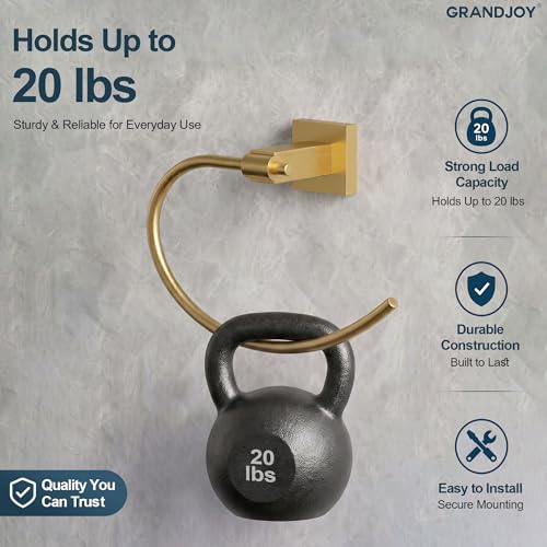 8.5 Inch Brushed Gold Hand Towel Ring for Bathroom, SUS304 Stainless Steel Wall Mounted Hand Towel Holder, Modern Square Base Swivel Towel Hanger, Heavy Duty - color: Brushed Gold