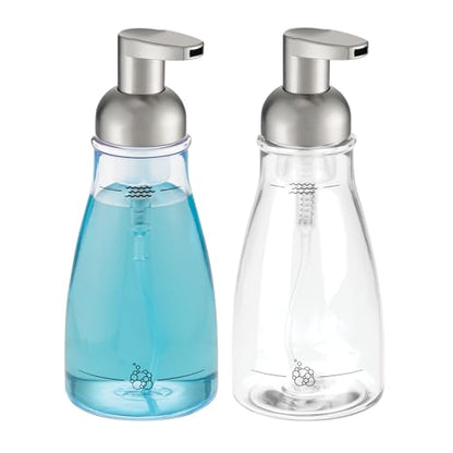 iDesign Refillable Foaming Soap Dispenser for Kitchen or Bathroom Vanity - Set of 2 - Clear/Brushed Nickel - color: Clear/Brushed Nickel, style: Pack of 2