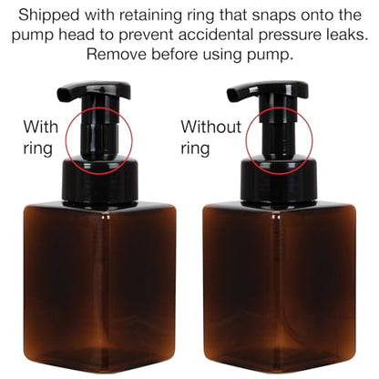 Ginger Lily Farms 2-Pack/12 oz Foaming Soap Dispenser, Plastic | for Hands, Body & Hair, Moisturizing Wash, Salon Wash, Spa Cleanser, Salon & Spa Essentials, Manicure & Pedicure Supplies - style: 12 Oz Amber