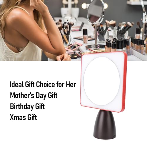 Yosoo 30x Magnifying Mirror with Light, Large 6' Lighted 30x Magnified Mirror with Suction Cups & Table Stand, Lighted Makeup Mirror with 12 Brightness Levels, 360° Rotation (Red Black) - color: Red Black