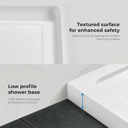 OVE Decors 60x32" Shower Base, White - size: 60 x 32, style: Side Drain