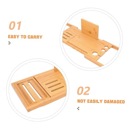 Teak Bathtub Expandable Bath Tray Table Nonslip Tub Tray Bamboo Bath Organizer Storage Rack