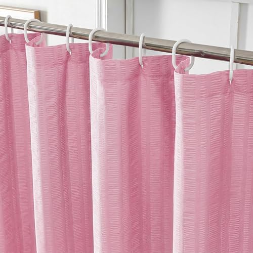 Aiyufeng Moga Bright Pink Fabric Shower Curtains for Bathroom - Hotel Spa Polyester Cloth Bath Curtain with 12 Holes, 72x72, Machine Washable, Bright Pink - color: Bright Pink, size: 72"W x 72"L (Pack of 1)