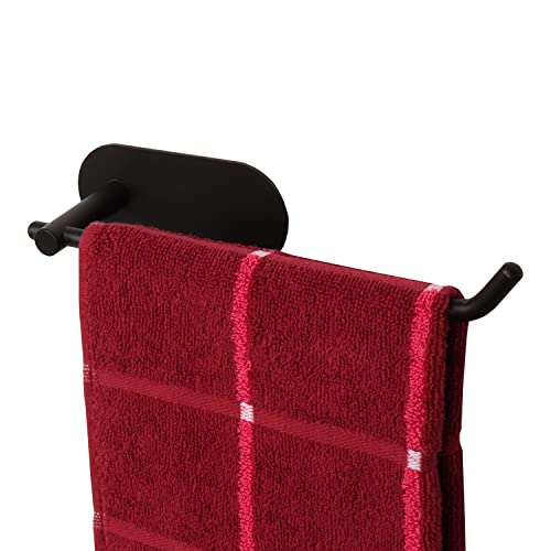TocTen Hand Towel Holder, No Drilling Stick on Wall Towel Bar, SUS 304 Stainless Steel Towel Rod, Strong Self Adhesive Towel Rack/Hanger for Bathroom Kitchen (Matte Black) - color: Matte Black, size: 1 Pack 8.35 inch