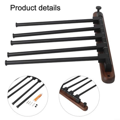 Wood Swivel Towel Rack Wall Mounted, 2-5 Arm Rotating Towel Bar Holder for Bathroom Kitchen, Rustproof Aluminum Alloy and Wood Towel Hanger Organizer(4) - size: 4