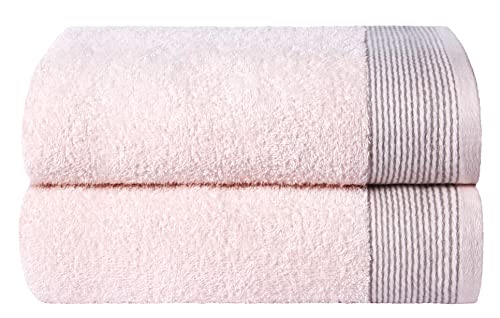 Belizzi Home Ultra Soft 2 Pack Oversized Bath Towel Set 28x55 inches, 100% Cotton Large Bath Towels, Ultra Absorbant Compact Quickdry & Lightweight Towel, Ideal for Gym Travel Camp Pool - Pink - color: Pink