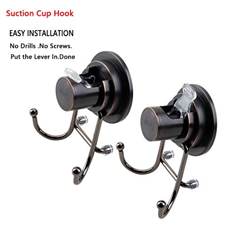 JiePai Suction Cup Hooks,Shower Bath Towel Holder 1 Pack,Oil Rubbed Bronze | Vacuum Suction Cup,No-Drill Wall Mount, Towel Rack Organizer, For Kitchen, Bathrobe, Loofah - color: Suction Cup Towel Hook(1 Pack)-Bronze