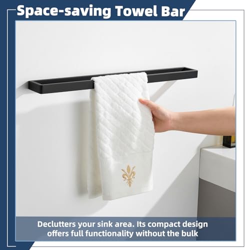 Matte Black 22.8" Bath Towel Bar, Rustproof 304 Stainless Steel | Rust-resistant for Bathroom, Shower, Vanity, Kitchen, Low Profile Towel Holder, Heavy Duty Hang, Stable Drilling Wall Mounted - color: Matte Black